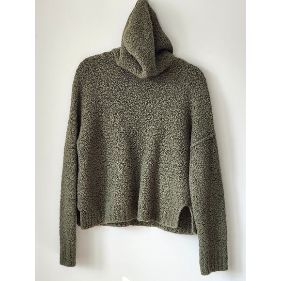A New Day Wool Blend Fuzzy Green Hoodie Trendy Gorpcore Y2K Sweater Size L A0018 - Picture 3 of 6